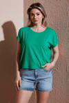 Fashion Friends Comfort Fit Bisiklet Yaka Bayan Bluz 25Y0519K1 YEŞİL