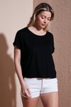 Fashion Friends Comfort Fit Bisiklet Yaka Bayan Bluz 25Y0519K1 SİYAH