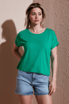 Fashion Friends Comfort Fit Bisiklet Yaka Bayan Bluz 25Y0519K1 YEŞİL