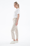 Fashion Friends Comfort Fit Lastikli Çizgili Bayan Pantolon 25Y0344K1 BEJ