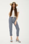 Fashion Friends Comfort Fit Lastikli Çizgili Kadın Pantolon 25Y0344K1 LACİVERT