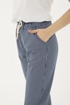 Fashion Friends Comfort Fit Lastikli Çizgili Kadın Pantolon 25Y0344K1 LACİVERT