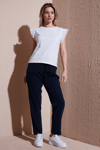Fashion Friends Comfort Fit Yüksek Bel Düz Paça Bayan Pantolon 25Y0477K1 LACİVERT