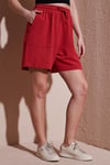 Fashion Friends Keten Karışımlı Comfort Fit Lastikli Kısa Bayan Short 25Y0606K1 KİREMİT
