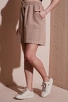Fashion Friends Keten Karışımlı Comfort Fit Lastikli Kısa Kadın Short 25Y0606K1 BEJ