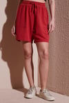 Fashion Friends Keten Karışımlı Comfort Fit Lastikli Kısa Bayan Short 25Y0606K1 KİREMİT
