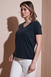 Fashion Friends Modal Karışımlı Regular Fit V Yaka Bayan Bluz 25Y0144K1 ANTRASİT