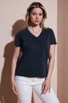 Fashion Friends Modal Karışımlı Regular Fit V Yaka Bayan Bluz 25Y0144K1 ANTRASİT