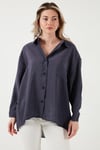 Fashion Friends Oversize Cep Detaylı Uzun Kollu Bayan Gömlek 25Y0571K1 ANTRASİT