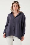 Fashion Friends Oversize Cep Detaylı Uzun Kollu Bayan Gömlek 25Y0571K1 ANTRASİT