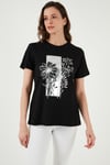Fashion Friends Pamuklu Bisiklet Yaka Bayan T Shirt 24Y0714K1 SİYAH