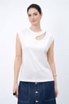 Fashion Friends Pamuklu Pencere Detaylı Taşlı Kadın Bluz 26Y0165K1 EKRU