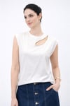 Fashion Friends Pamuklu Pencere Detaylı Taşlı Kadın Bluz 26Y0165K1 EKRU