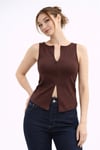Fashion Friends Pamuklu Regular Fit Fermuarlı Yaka Kadın Bluz 26Y0709K1 KAHVE