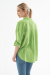 Fashion Friends Pamuklu Regular Fit Önü Kısa Arkası Uzun Tek Cepli Bayan Gömlek 25Y0245K1 YEŞİL