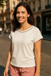 Fashion Friends Pamuklu Regular Fit Pencere Detaylı Bayan Bluz 25Y1202K1 EKRU