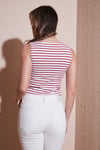 Fashion Friends Pamuklu Slim Fit Bisiklet Yaka Bayan Crop 25Y0326K1 Kırmızı Çizgili
