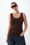 Fashion Friends Pamuklu Yuvarlak Yaka Dar Kadın Atlet 26Y0266K1 KAHVE