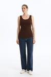 Fashion Friends Pamuklu Yuvarlak Yaka Dar Kadın Atlet 26Y0266K1 KAHVE