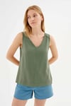 Fashion Friends Rahat Kalıp V Yaka Basic Kadın Bluz 26Y0530K1 HAKİ