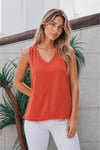 Fashion Friends Rahat Kalıp V Yaka Basic Kadın Bluz 26Y0530K1 KİREMİT