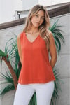 Fashion Friends Rahat Kalıp V Yaka Basic Kadın Bluz 26Y0530K1 KİREMİT
