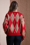 Fashion Friends Regular Fit Baklava Desenli Bisiklet Yaka Bayan Kazak 25K0081K1 KIRMIZI