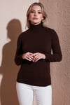 Fashion Friends Regular Fit Balıkçı Yaka Bayan Kazak 25K0780K1 KAHVE