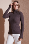 Fashion Friends Regular Fit Balıkçı Yaka Bayan Body 25K0363K1 KAHVE