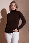 Fashion Friends Regular Fit Balıkçı Yaka Bayan Kazak 25K0780K1 KAHVE