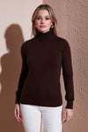 Fashion Friends Regular Fit Balıkçı Yaka Bayan Kazak 25K0780K1 KAHVE
