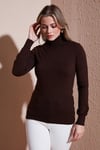 Fashion Friends Regular Fit Balıkçı Yaka Bayan Kazak 25K0780K1 KAHVE