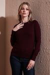 Fashion Friends Regular Fit Bisiklet Yaka Bayan Kazak 25K0777K1 BORDO