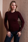 Fashion Friends Regular Fit Bisiklet Yaka Bayan Kazak 25K0777K1 BORDO