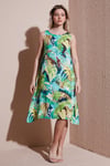 Fashion Friends Regular Fit Bisiklet Yaka Kolsuz Volanlı Bayan Elbise 25Y0630K1 MAVİ