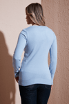Fashion Friends Regular Fit Bisiklet Yaka Düğme Detaylı Bayan Kazak 25K0023K1 MAVİ