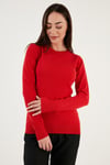 Fashion Friends Regular Fit Bisiklet Yaka Bayan Kazak 25K0777K1 KIRMIZI