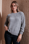 Fashion Friends Regular Fit Bisiklet Yaka Şönil Bayan Kazak 25K0160K1 GRİ