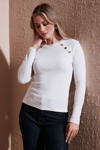 Fashion Friends Regular Fit Bisiklet Yaka Düğme Detaylı Bayan Bluz 25K0252K1 EKRU
