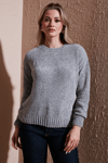Fashion Friends Regular Fit Bisiklet Yaka Şönil Bayan Kazak 25K0160K1 GRİ