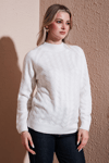 Fashion Friends Regular Fit Dik Yaka Örme Bayan Kazak 25K0069K1 EKRU