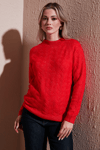 Fashion Friends Regular Fit Dik Yaka Örme Bayan Kazak 25K0069K1 KIRMIZI