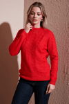 Fashion Friends Regular Fit Dik Yaka Örme Bayan Kazak 25K0069K1 KIRMIZI
