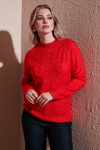 Fashion Friends Regular Fit Dik Yaka Örme Bayan Kazak 25K0069K1 KIRMIZI