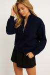 Fashion Friends Regular Fit Dik Yaka Yarım Fermuarlı Bayan Sweat 25K0166K1 LACİVERT