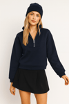 Fashion Friends Regular Fit Dik Yaka Yarım Fermuarlı Bayan Sweat 25K0166K1 LACİVERT