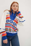 Fashion Friends Regular Fit Kamyoner Yaka Desenli Örme Bayan Kazak 24K0840K1 SAKS