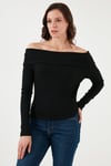 Fashion Friends Regular Fit Madonna Yaka Bayan Bluz 24K0220K1 SİYAH