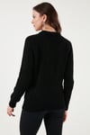 Fashion Friends Regular Fit V Yaka Ajurlu Bayan Kazak 24K0186K1 SİYAH