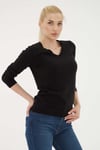 Fashion Friends Regular Fit V Yaka Bayan Kazak 25K0778K1 SİYAH